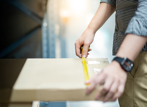Various shipping box sizes used in warehouse operations